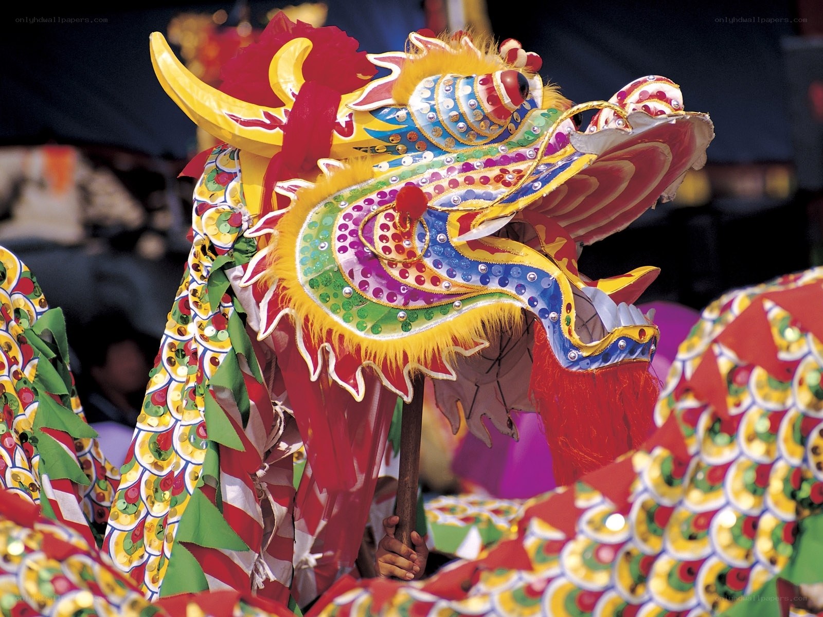 Colorful dragon dance head