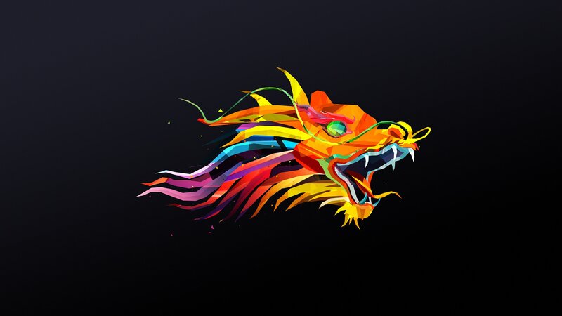 Colorful Dragon Head — Black
