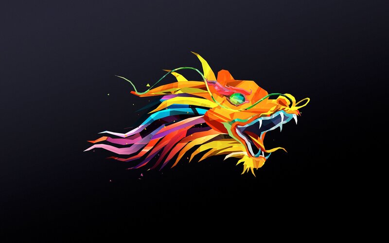 Colorful Dragon Head — Orange, Dynamic