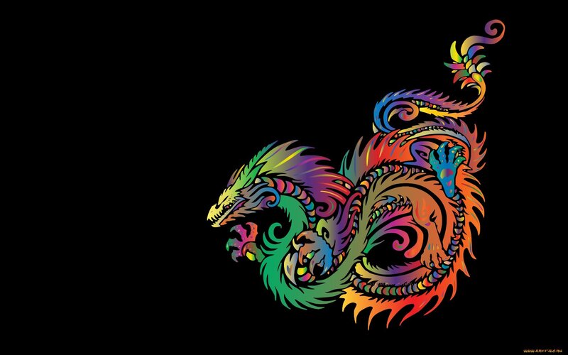 Colorful Dragon Illustration — Rainbow