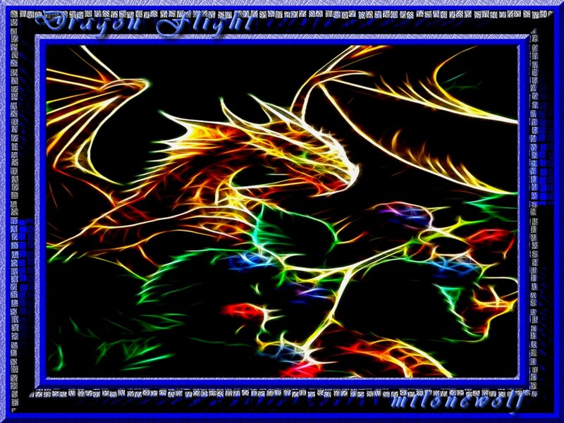 Colorful Dragon in Flight — Black