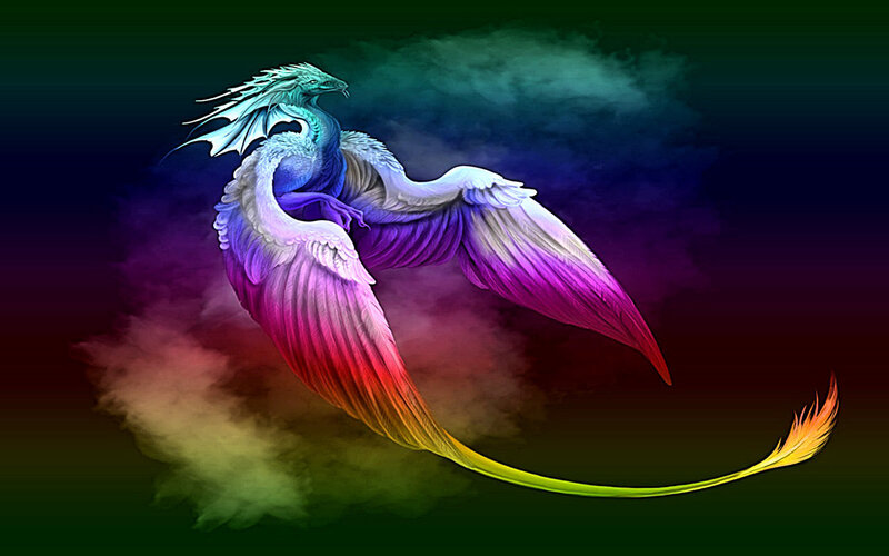 colorful dragon in flight
