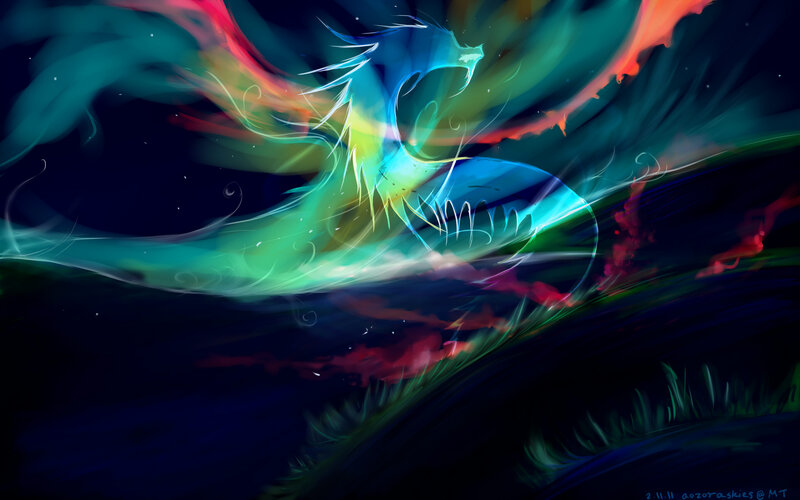 Colorful Dragon in Motion — Blue