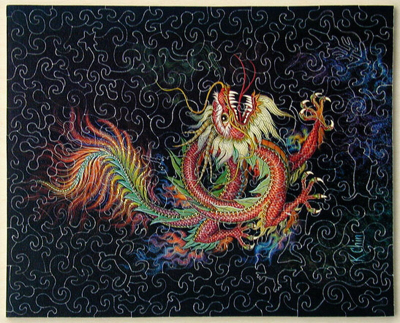 Colorful dragon puzzle artwork