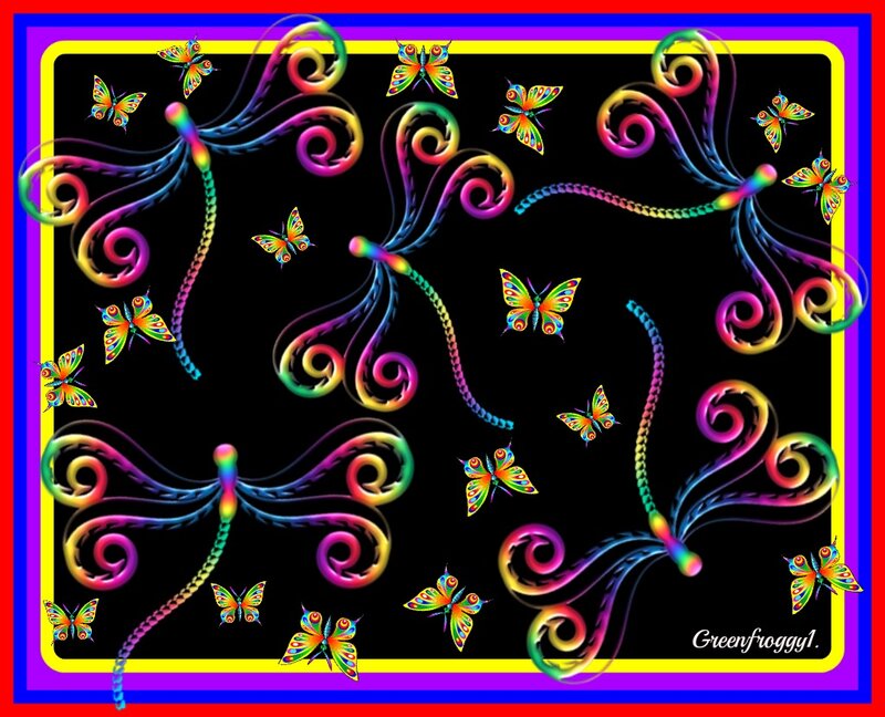 Colorful Dragonflies and Butterflies