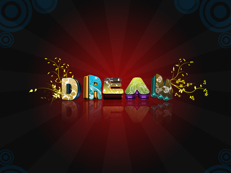 Colorful dream text with floral design