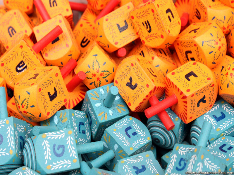 Colorful dreidels for Hanukkah