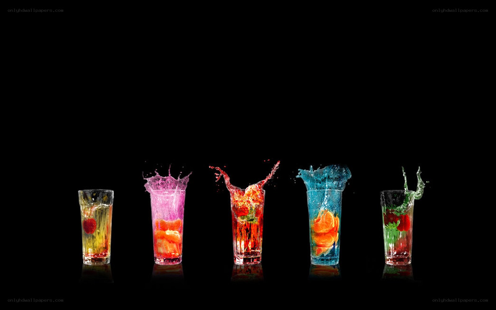 Colorful drink splashes