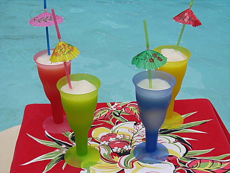 Colorful drinks by the pool