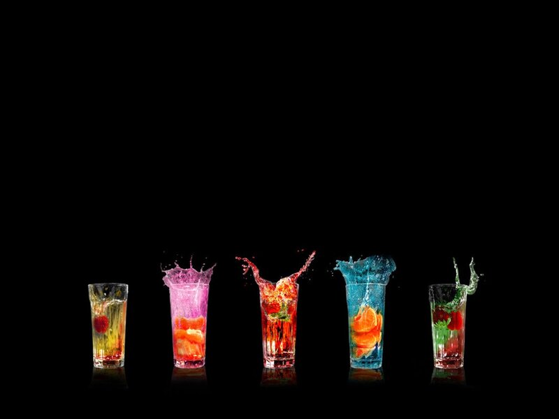 Colorful Drinks Splashing — Black