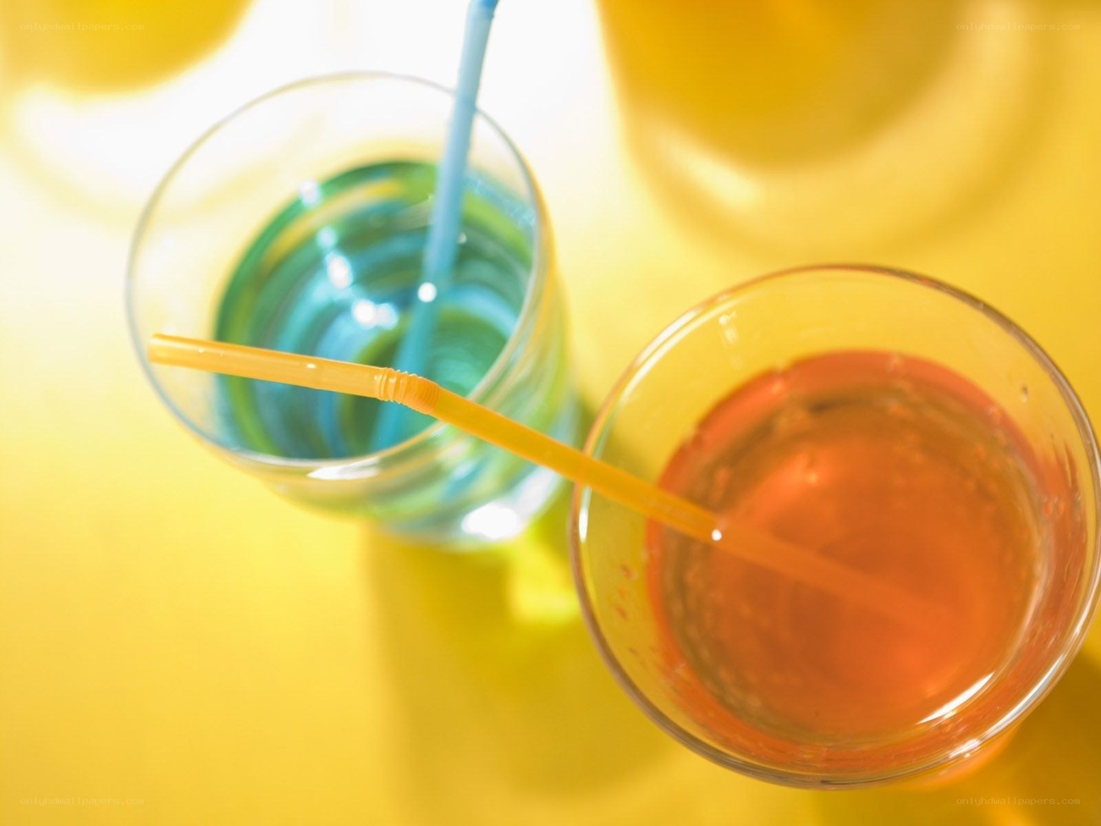 Colorful drinks with straws