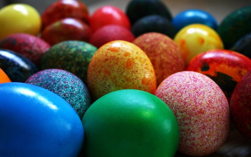 Colorful Dyed Eggs — Blue, Festive, Photograph