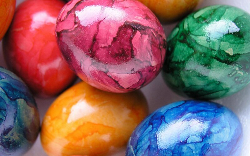 Colorful Dyed Eggs — Red, Festive