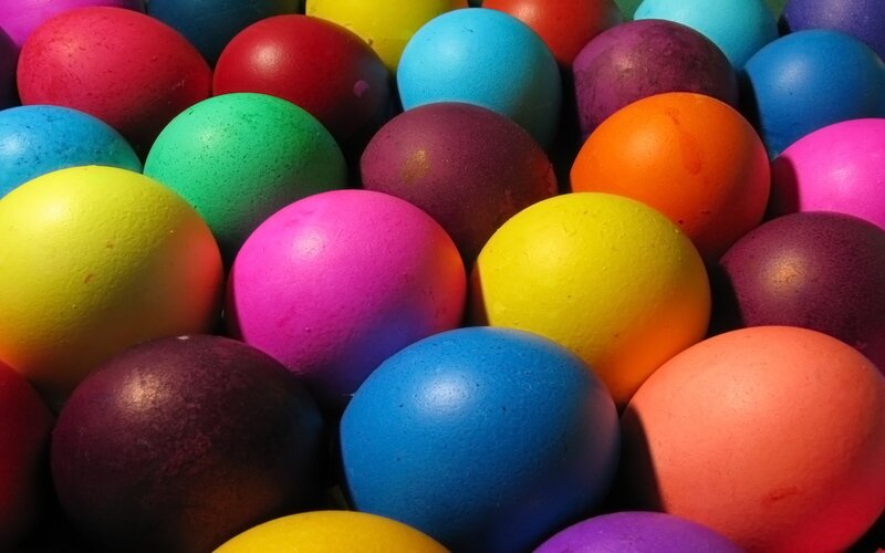 Colorful Dyed Eggs — Yellow, Vibrant, Photograph
