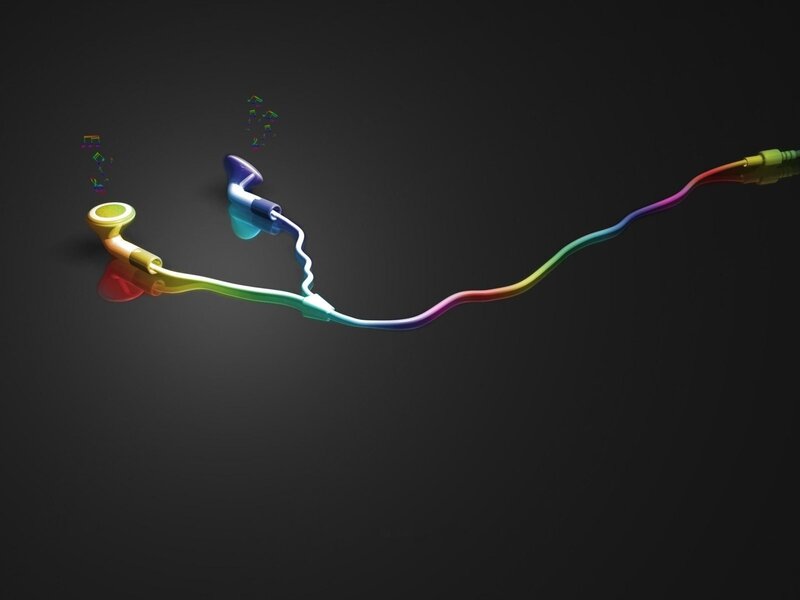 Colorful earbuds with music notes