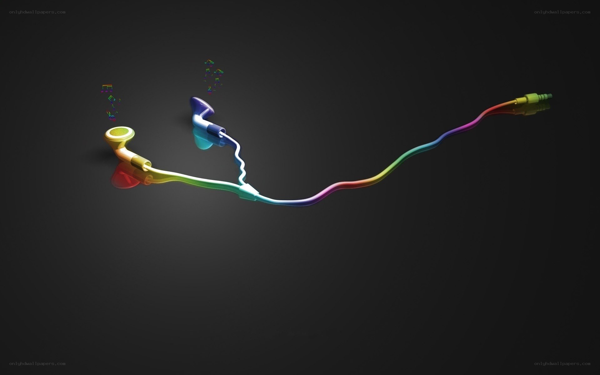 Colorful earbuds with music notes