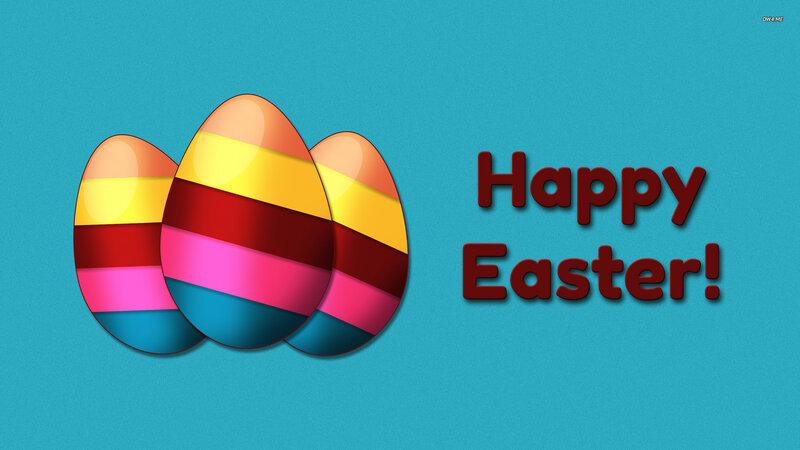 Colorful Easter Eggs — Blue, Festive, Digital Art, Text
