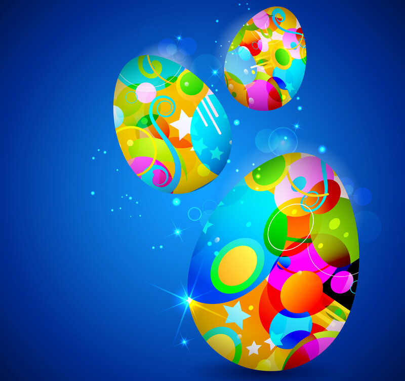Colorful Easter Eggs — Blue, Festive, Digital Art
