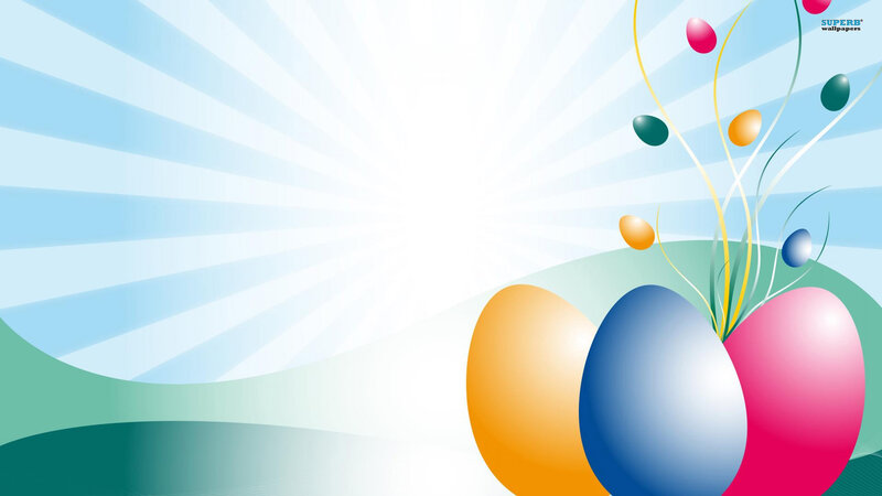 Colorful Easter Eggs — Blue, Festive, Spring, Vector Art, Grass