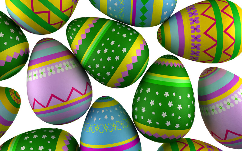 Colorful Easter Eggs — Green, Festive, 3d Render, Patterns