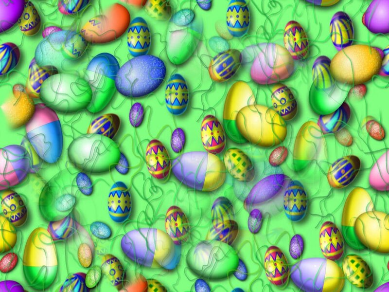 Colorful Easter Eggs — Green, Festive, Digital Art, Patterns