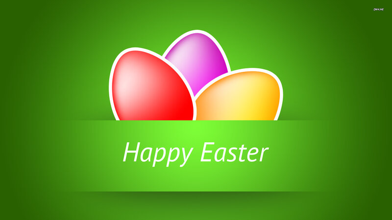Colorful Easter Eggs — Green, Festive, Digital Art, Text