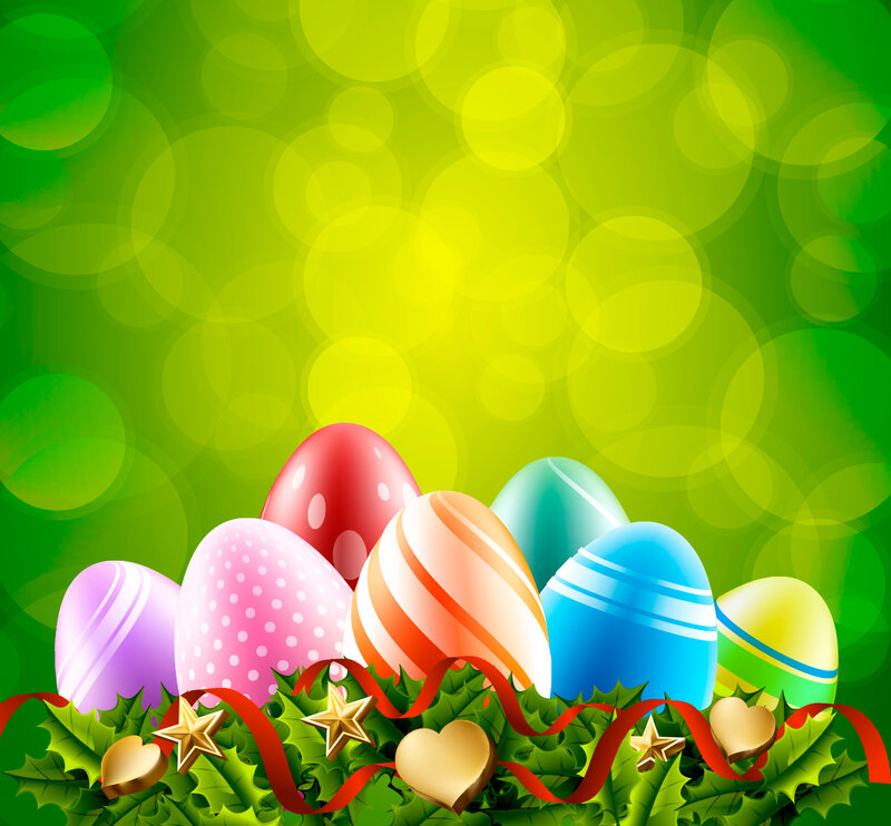 Colorful Easter Eggs — Green, Festive, Digital Art