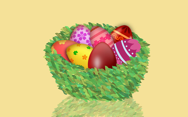 Colorful Easter Eggs — Green, Festive, Illustration