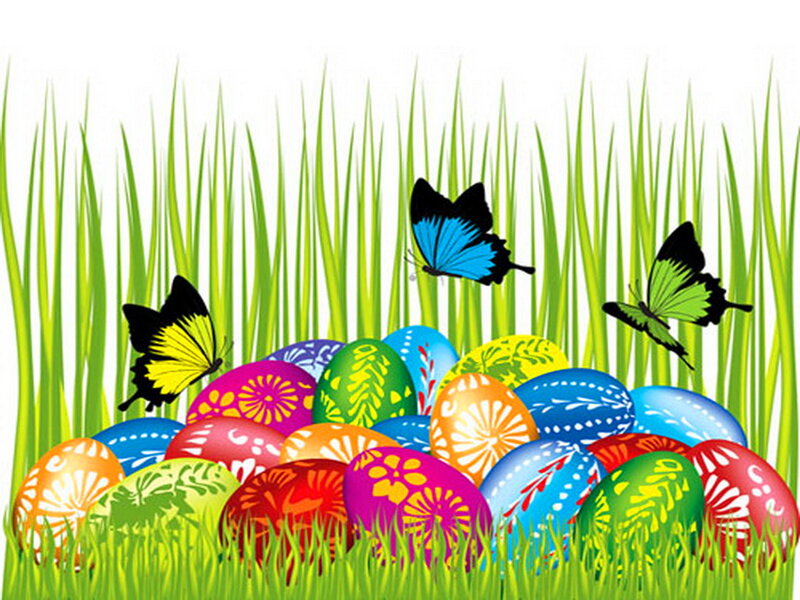 Colorful Easter Eggs — Green, Festive, Spring, Illustration