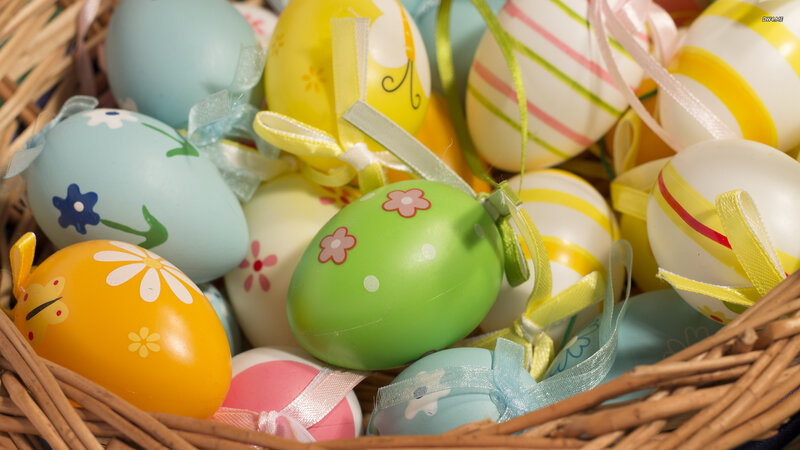 Colorful Easter Eggs — Green, Festive, Spring, Photograph, Basket