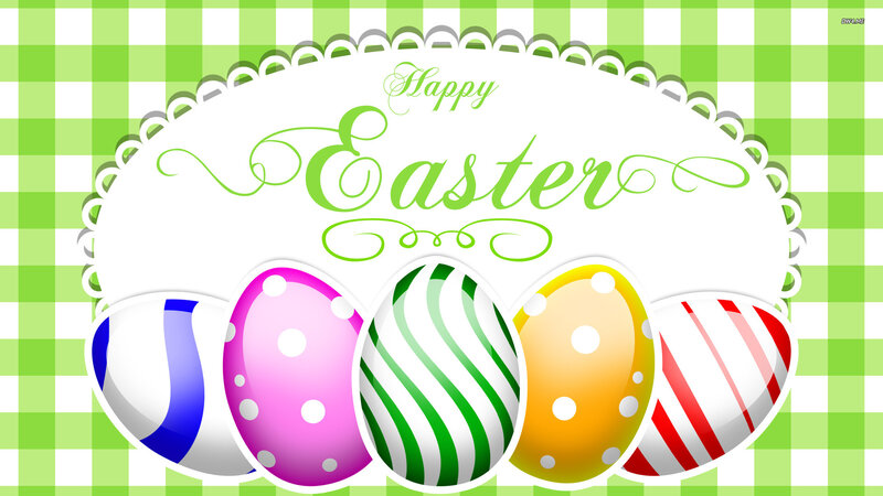 Colorful Easter Eggs — Green, Festive, Spring, Vector Art, Text