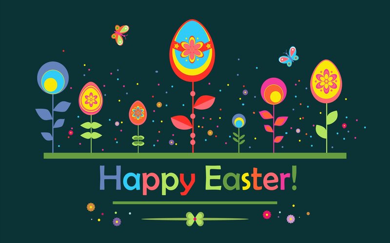 Colorful Easter Eggs — Green, Festive, Spring, Vector Art