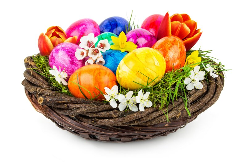 Colorful Easter Eggs in Basket — Yellow