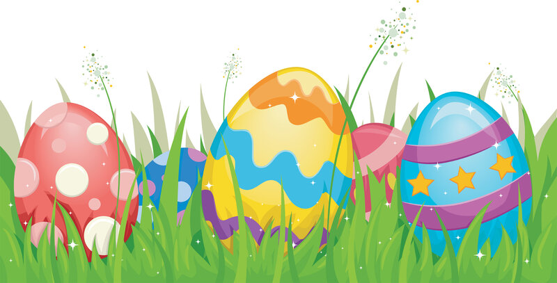 Colorful Easter Eggs in Grass — Green