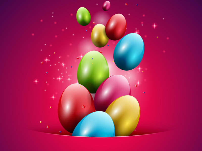 Colorful Easter Eggs — Pink, Festive, Digital Art