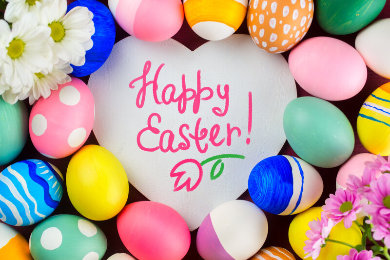 Colorful Easter Eggs — Pink, Festive, Spring, Photograph, Flowers, Heart