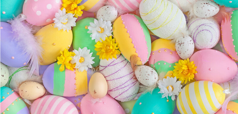 Colorful Easter Eggs — Pink, Festive, Spring, Photograph, Flowers