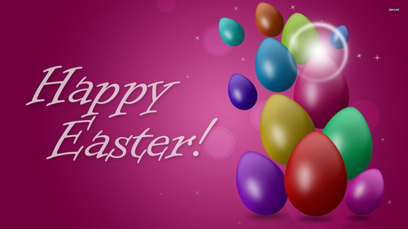 Colorful Easter Eggs — Purple, Festive, Digital Art, Text