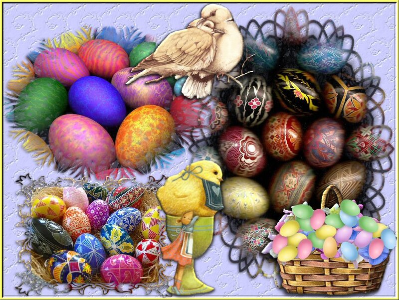 Colorful Easter Eggs — Purple, Festive, Digital Art