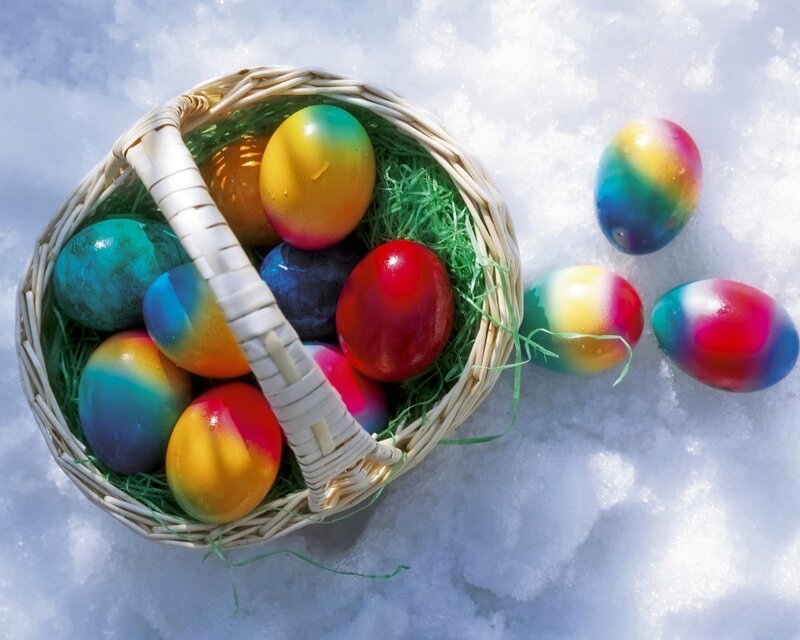Colorful Easter Eggs — White