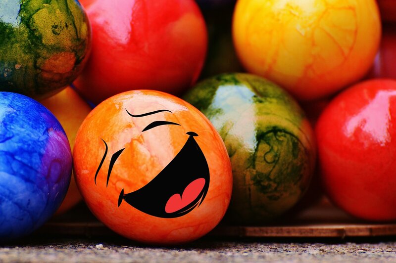 Colorful Easter eggs with smiley face