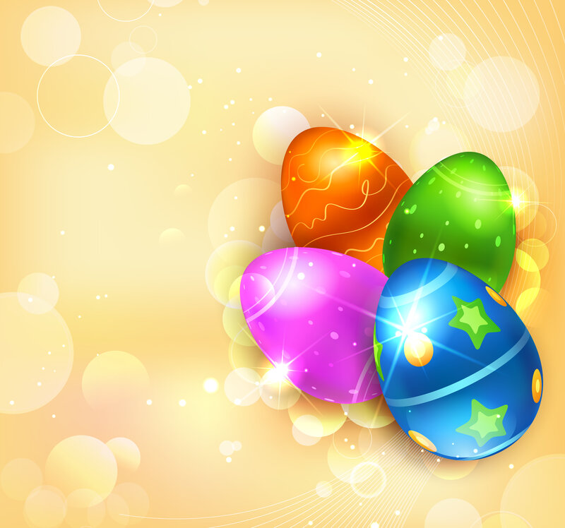 Colorful Easter Eggs — Yellow, Festive, Digital Art, Stars