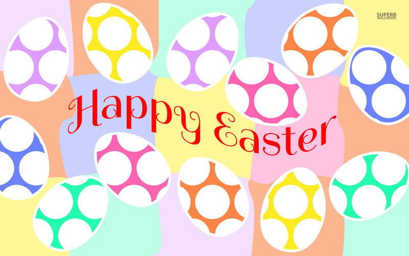 Colorful Easter Eggs — Yellow, Festive, Digital Art, Text