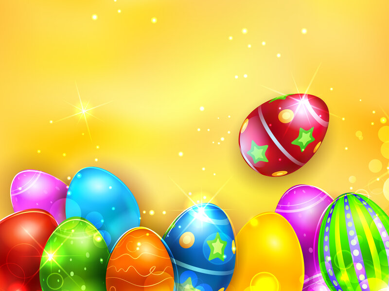 Colorful Easter Eggs — Yellow, Festive, Digital Art