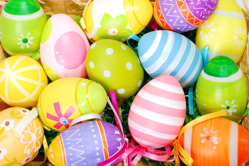 Colorful Easter Eggs — Yellow, Festive, Spring, Photograph, Basket
