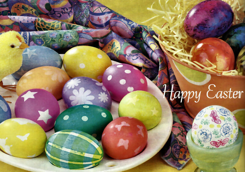 Colorful Easter Eggs — Yellow, Festive, Spring, Photograph, Chick