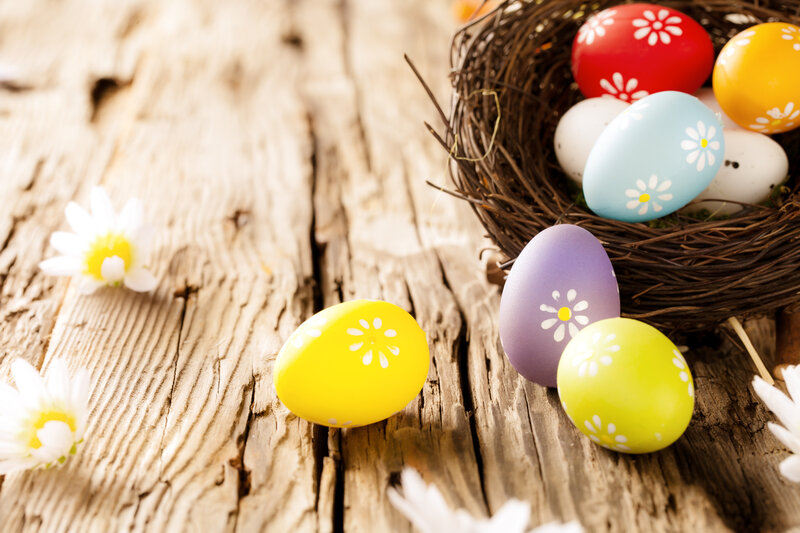 Colorful Easter Eggs — Yellow, Festive, Spring, Photograph, Nest
