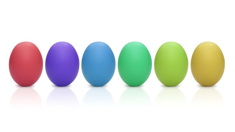 colorful eggs in a row