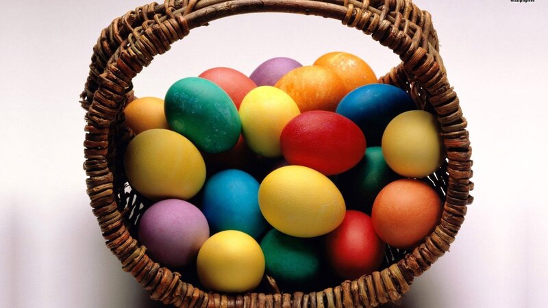 Colorful Eggs in Basket — Yellow