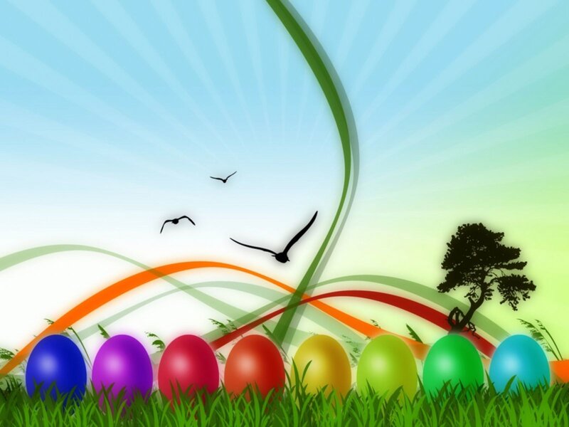 Colorful Eggs in Grass — Green, Cheerful